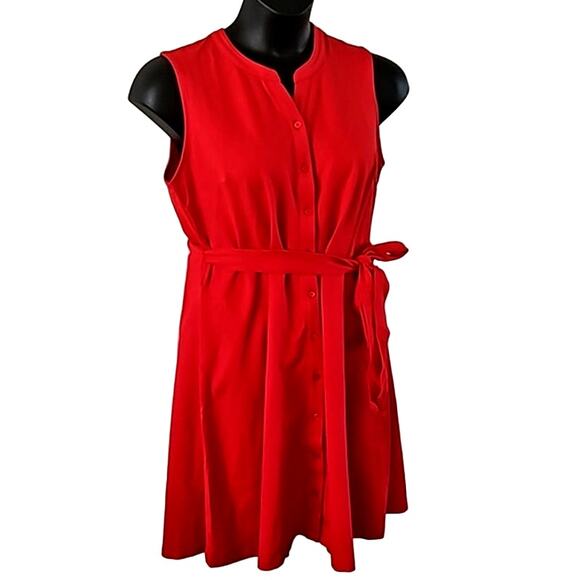 Isaac Mizrahi Live! Pique Sleeveless Dress Size: Petite Large Color Red NWOT - Picture 6 of 9